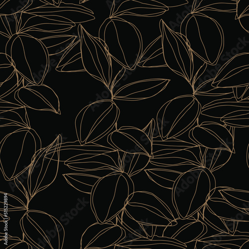 minimalism line art foliage vector seamless pattern