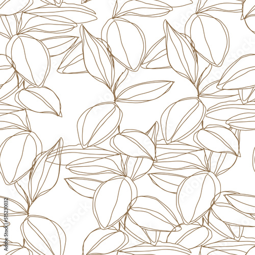 minimalism line art foliage vector seamless pattern