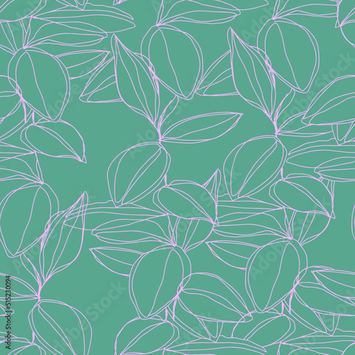 minimalism line art foliage vector seamless pattern