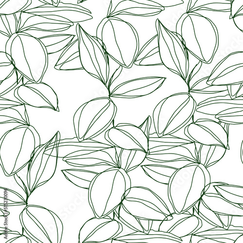 minimalism line art foliage vector seamless pattern