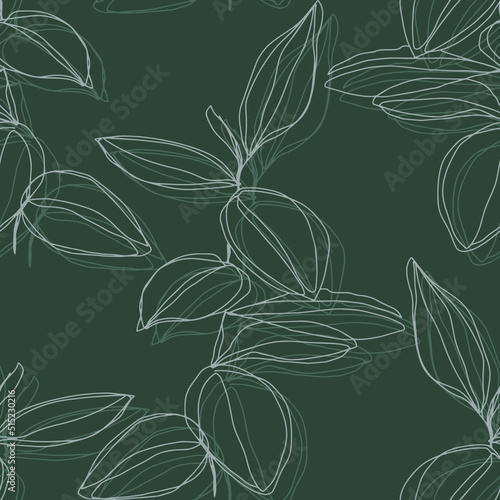 minimalism line art foliage vector seamless pattern