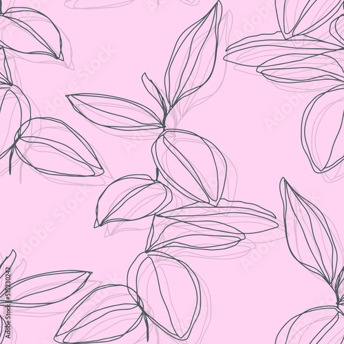 minimalism line art foliage vector seamless pattern