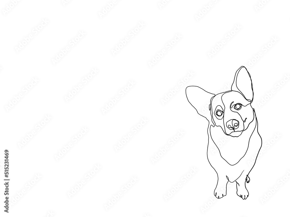Hand drawn illustrations of corgi dog Line art on white background. Minimalist style drawing one line artwork design for Print, Cover, Wallpaper, Banner, Logo, Web design, Minimal wall art. Hand drawn illustrations of corgi dog Line art on white background. Minimalist style drawing one line artwork design for Print, Cover, Wallpaper, Banner, Logo, Web design, Minimal wall art.