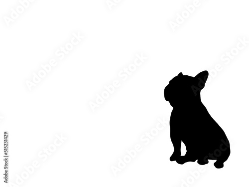 Hand drawn illustrations of French Bulldog shadow, isolated on white background. Design for Wallpaper, Print, Card, Cover, Banner, Logo and Web design.