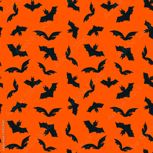 Seamless watercolor Halloween pattern with bats
