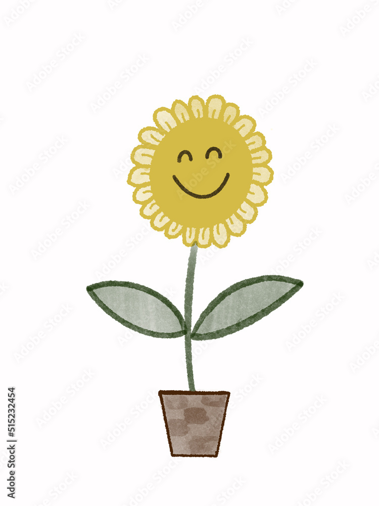 Obraz premium sunflower in a pot drawing