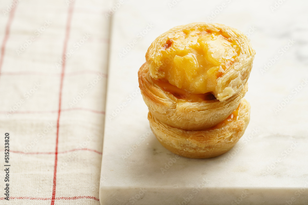 Traditional portuguese vanilla pudding puff pastry pastel de nata