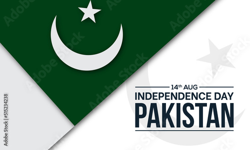 independence Day 14th August. Pakistan Patriotism holiday template for banner, card, poster, background.