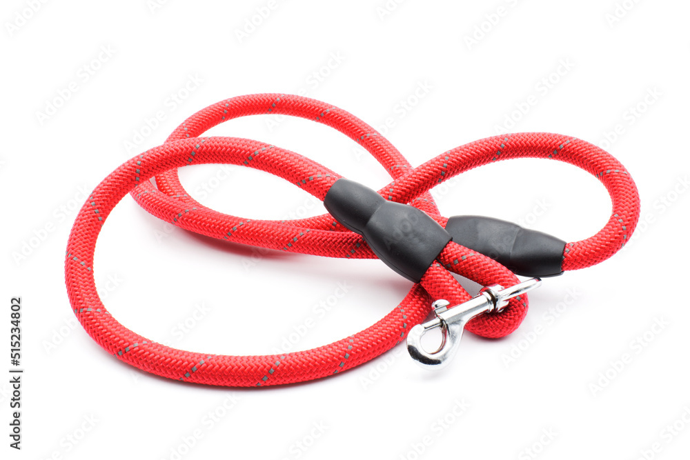 Red dog leash on a white background Red dog leash on a white background
