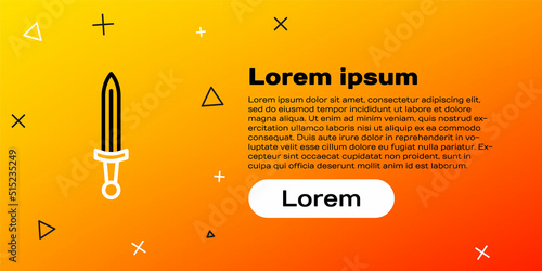 Line Medieval sword icon isolated on yellow background. Medieval weapon. Colorful outline concept. Vector