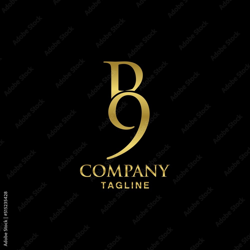 luxury letter b9 gold logo design luxury letter b9 gold logo design