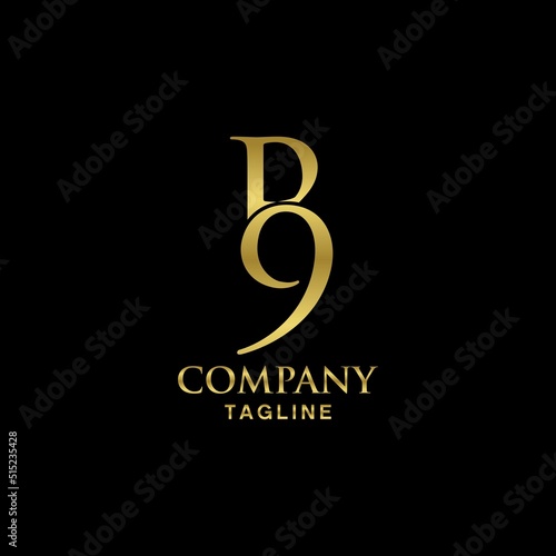 luxury letter b9 gold logo design