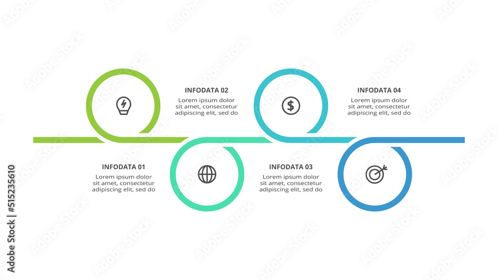 Fototapeta premium Creative concept for infographic with 4 steps, options, parts or processes. Business data visualization.