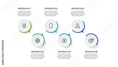 Creative concept for infographic with 6 steps, options, parts or processes. Business data visualization.