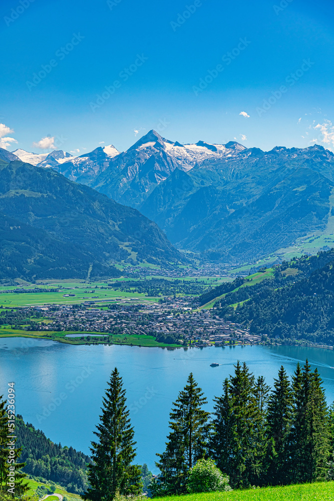 Panoramic View over Zell am See Lake and Kaprun, Zell am See, Austria