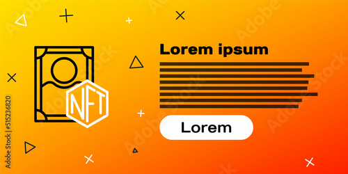 Line NFT Digital crypto art icon isolated on yellow background. Non fungible token. Colorful outline concept. Vector