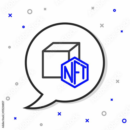 Line NFT Digital crypto art icon isolated on white background. Non fungible token. Colorful outline concept. Vector