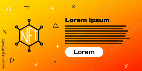 Line NFT blockchain technology icon isolated on yellow background. Non fungible token. Digital crypto art concept. Colorful outline concept. Vector