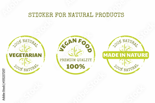 Eco, bio, organic and natural products sticker, label, badge and logo. Ecology icon. Logo template with green leaves for organic and eco friendly products. Vector illustration