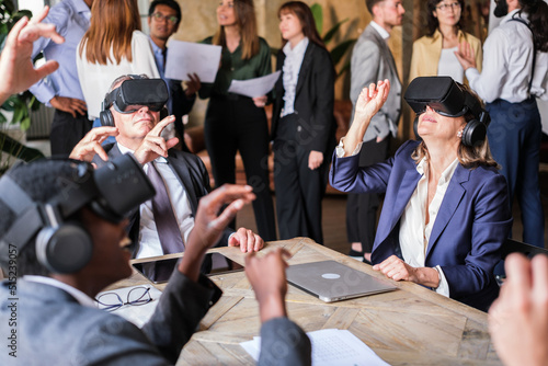 managers of a company using virtual reality to improve performance
