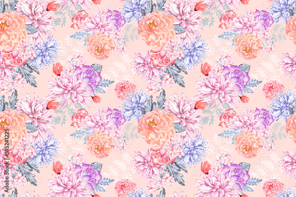 Watercolor Flower Seamless Pattern - 10
