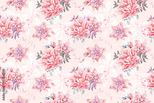 Watercolor Flower Seamless Pattern -  7