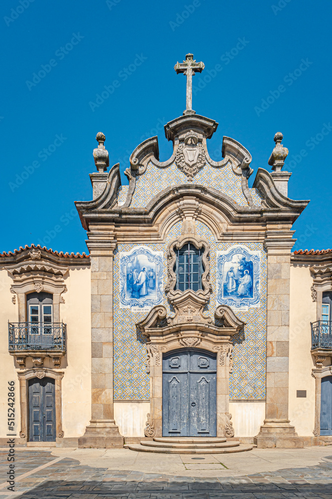 Misericórdia Chapel has a baroque façade covered with tiles. Sao Joao de Pesqueira, Douro Valley, Portugal. Misericórdia Chapel has a baroque façade covered with tiles. Sao Joao de Pesqueira, Douro Valley, Portugal.