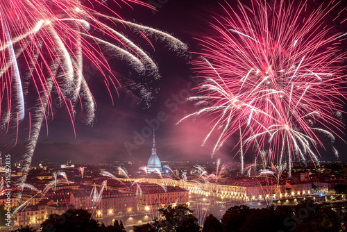 Turin (Torino) fireworks for San Giovanni