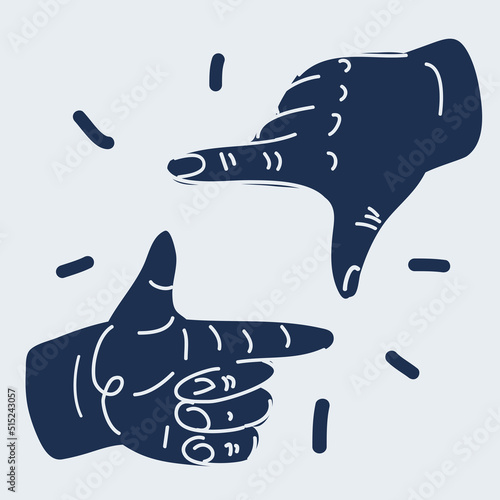 Vector illustration of Frame of fingers. Black and white image