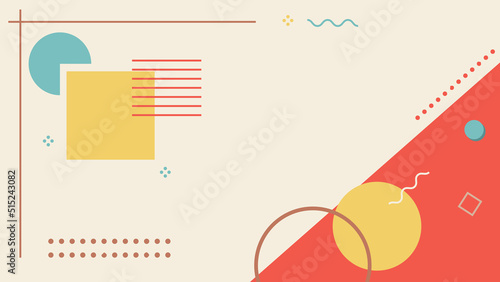 Background in the style of the 80s with multicolored geometric shapes on the black background. Illustration for hipsters Memphis style