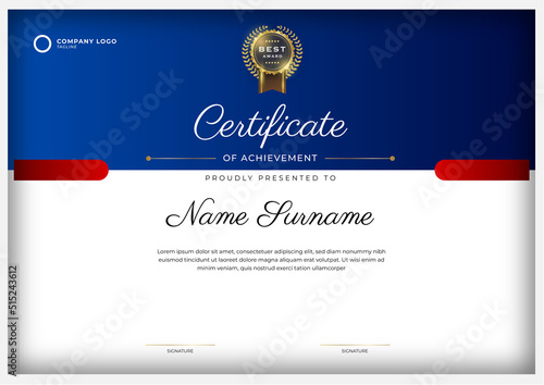Appreciation certificate best award diplomat. Vector Illustration.