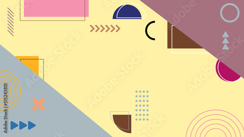 Background in the style of the 80s with multicolored geometric shapes on the black background. Illustration for hipsters Memphis style