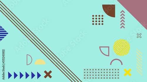 Background in the style of the 80s with multicolored geometric shapes on the black background. Illustration for hipsters Memphis style