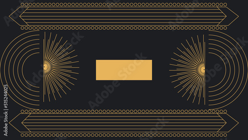 Art deco divider header set. Gold retro artdeco border 1920s decorative ornaments, vector minimal elegant golden frames creative template design for wedding invitation card