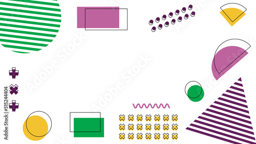 Background in the style of the 80s with multicolored geometric shapes on the black background. Illustration for hipsters Memphis style