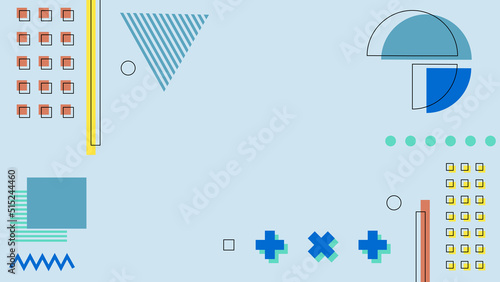 Background in the style of the 80s with multicolored geometric shapes on the black background. Illustration for hipsters Memphis style