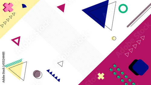 Background in the style of the 80s with multicolored geometric shapes on the black background. Illustration for hipsters Memphis style