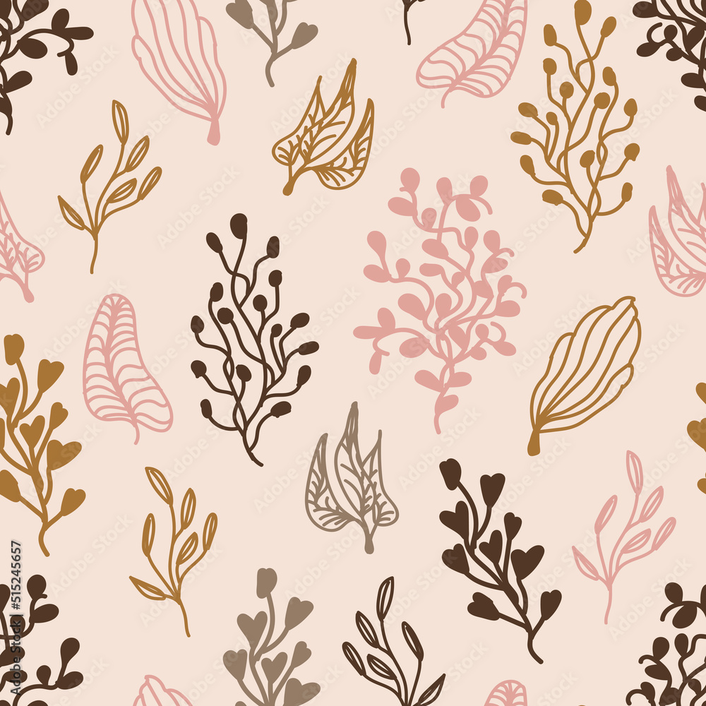 Seamless beige pattern with bouquets drawn in a flat style for gift wrapping Seamless beige pattern with bouquets drawn in a flat style for gift wrapping