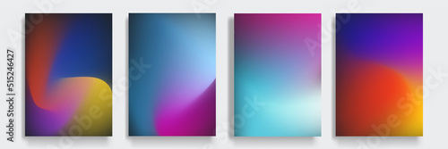Blurred backgrounds set with elegant abstract blurred color gradient patterns. Smooth templates collection for brochures, posters, banners, flyers and cards. Vector illustration.