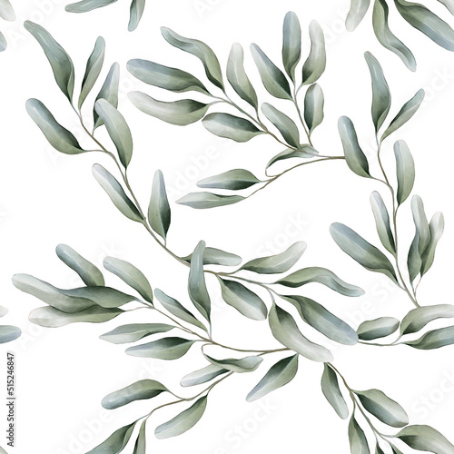 lose foliage greenery Eucalyptus watercolor Seamless Pattern watercolor branch abstract floral green blue eucalyptus 