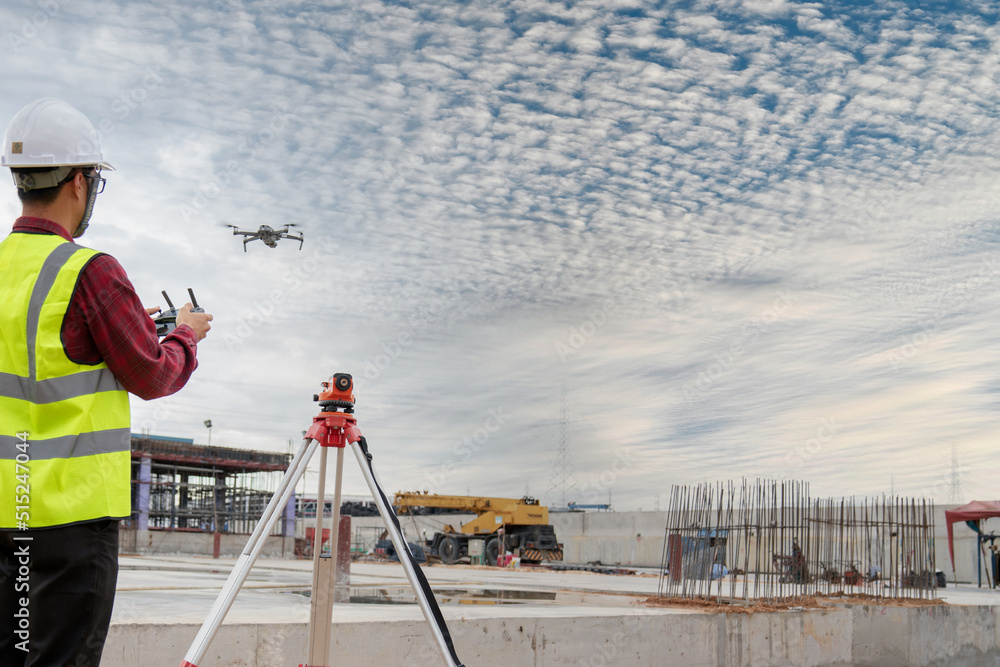 Engineer working at construction site. Engineer working at construction site.