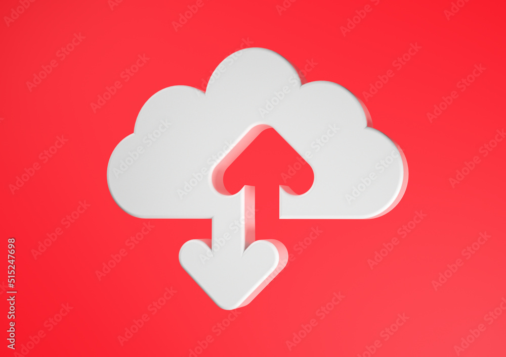 Computer data storage cloud icon with up and down arrows on blue background Computer data storage cloud icon with up and down arrows on blue background