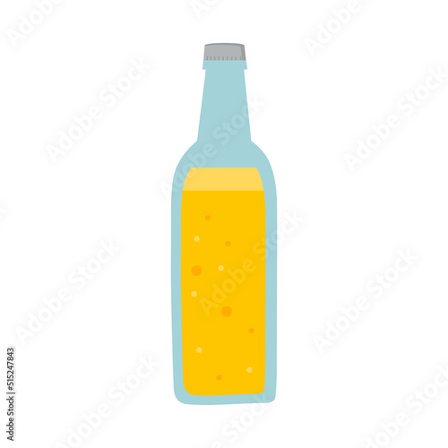 One bottle of beer on white background for use in web design