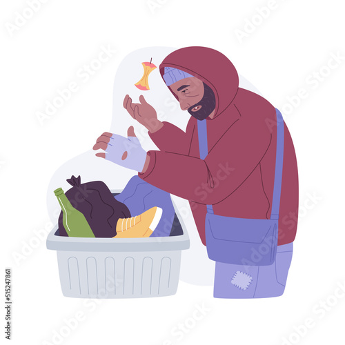 Homeless people isolated cartoon vector illustrations.