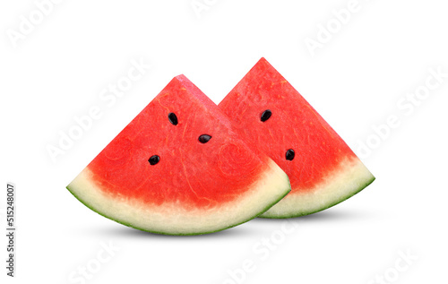  Slice of watermelon isolated on white background.