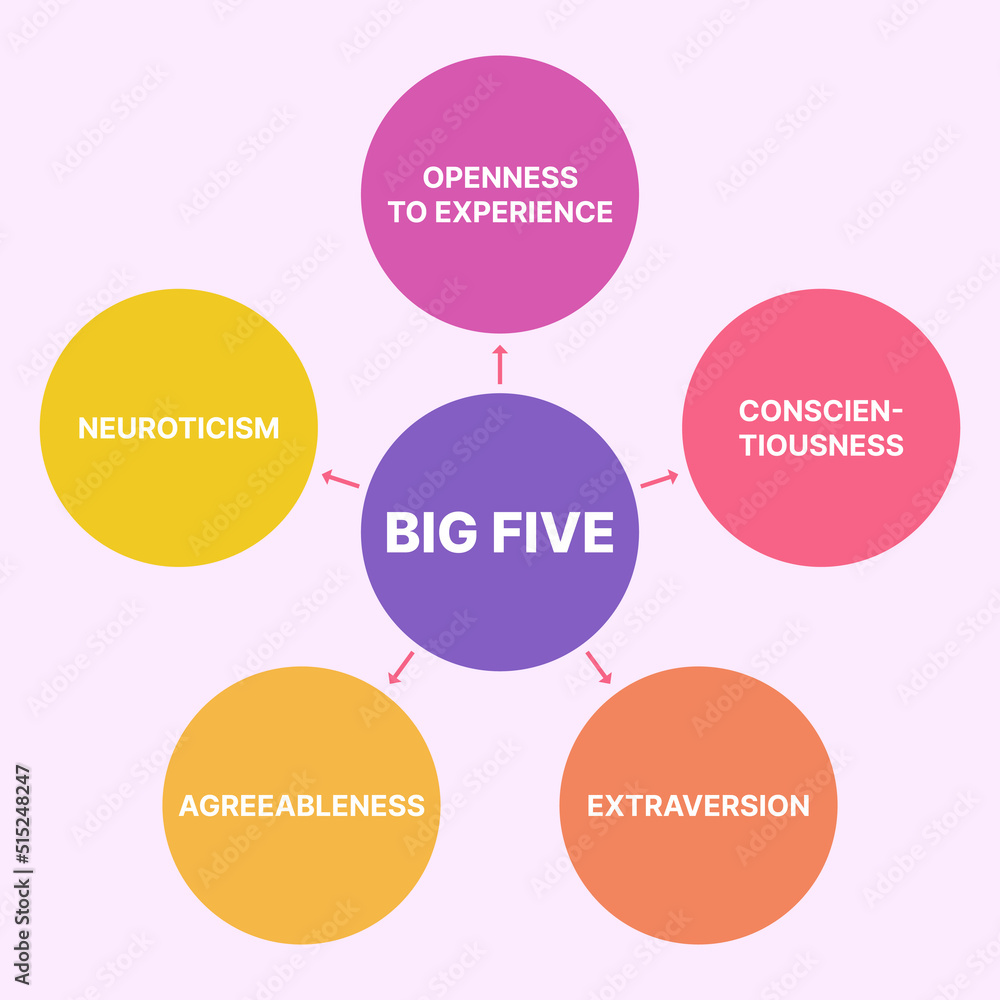 The Big Five OCEAN Personality Traits Test Infographic - obrazy, fototapety, plakaty 