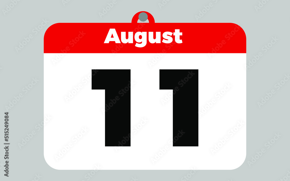 Fototapeta premium August, 11. White and red calendar.