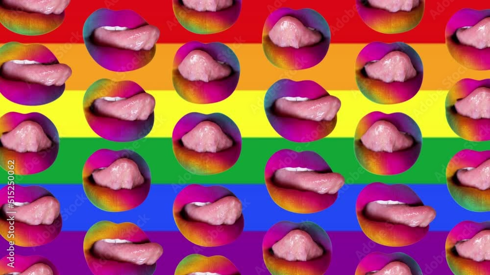 Womans licking her rainbow lips Womans licking her rainbow lips