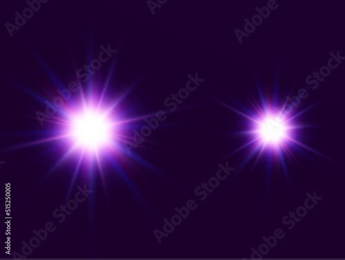 Fototapeta Naklejka Na Ścianę i Meble -  	
Bright beautiful star.Vector illustration of a light effect on a transparent background.	