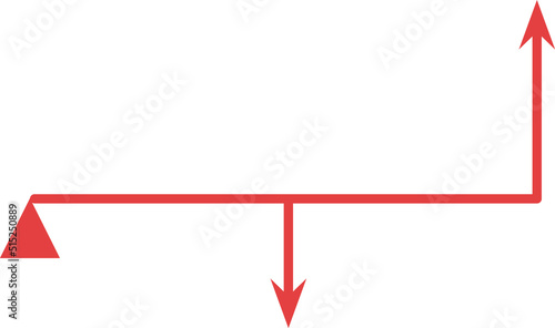 Lever type diagram. Isolated vector illustration of lever second class mechanism or interresistant.
